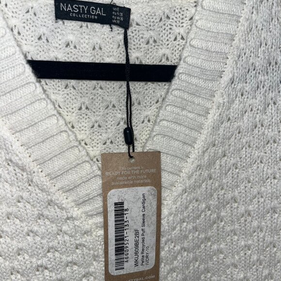 Nasty Gal Petite Recycled Puff Sleeve Cardigan (NWT) - Picture 2 of 3